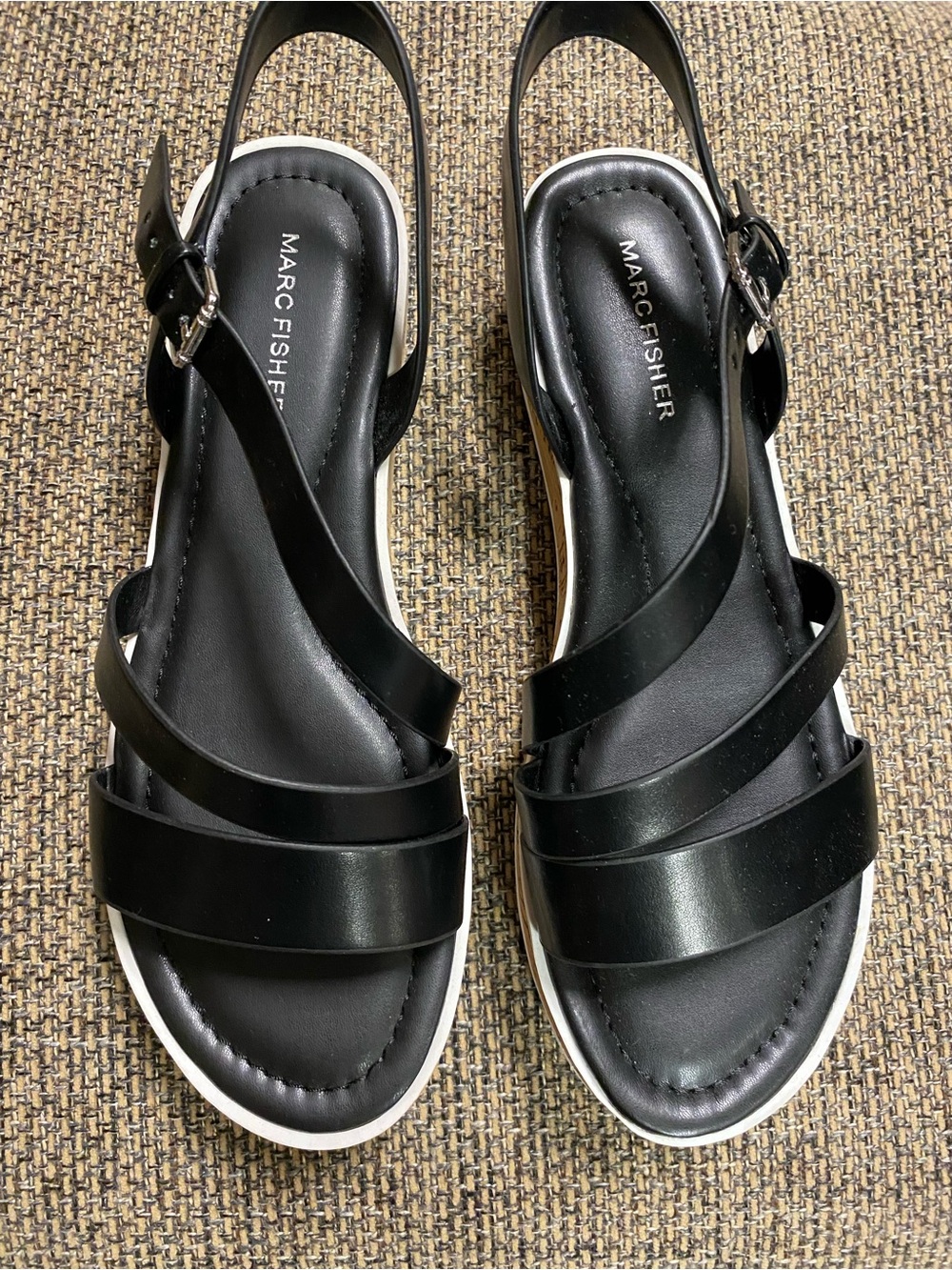 Marc Fisher Black Crisscross Slingback Sandals